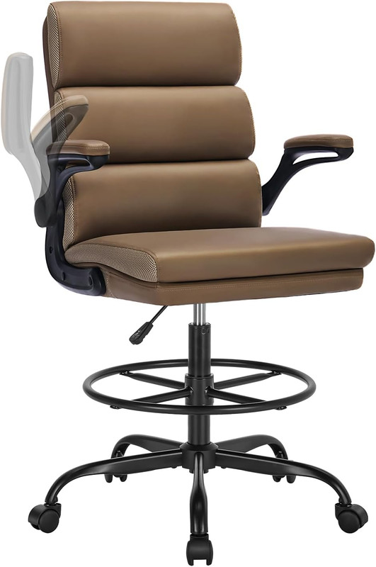 Drafting Chair Tall Office Chair with Padded Flip-Up Armrests Executive Ergonomi