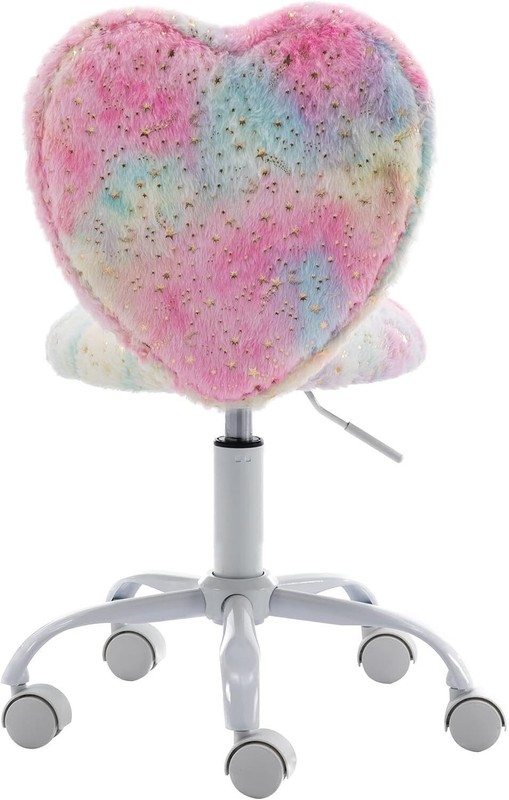 Faux Fur Swivel Vanity Chair Cute Heart Girls Desk Chair Rolling Computer Chair gallery