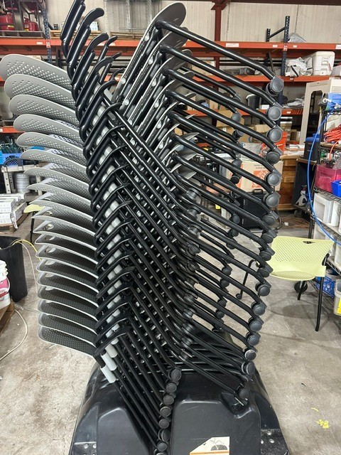 20 Herman Miller Caper Side Chair w/Arms, Casters, Gray, Stacking W/Rolling Cart