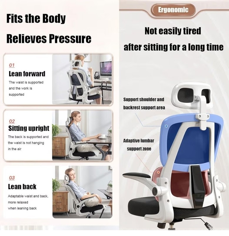 Modern Ergonomic Office Chair, Mesh Back with Lumbar Support, 3D Headrest, 90 R gallery