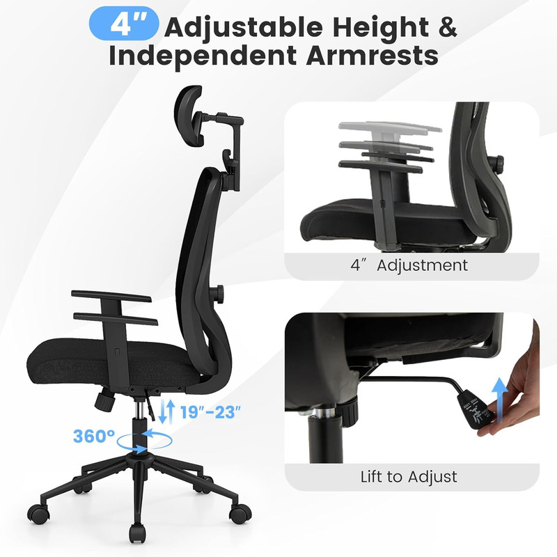 Ergonomic Mesh Office Chair with 3D Headrest & Lumbar Support for Home Office gallery