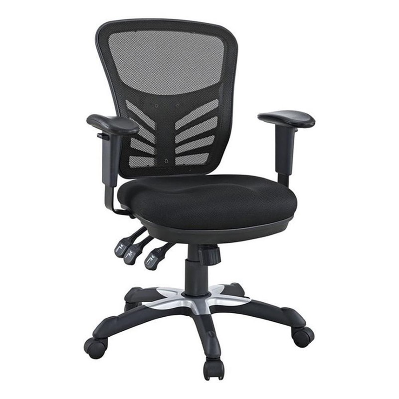 Scranton & Co Modern Mesh Fabric/Sponge Office Chair in Black