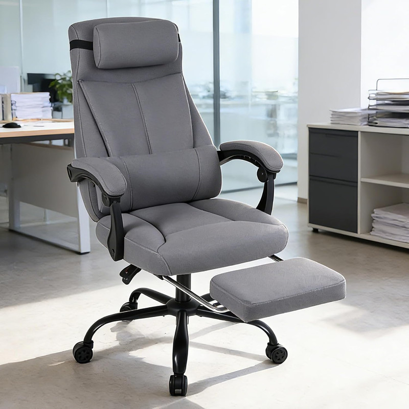 Ergonomic Gaming Chair with Massage Cushion & Adjustable Support, Grey gallery