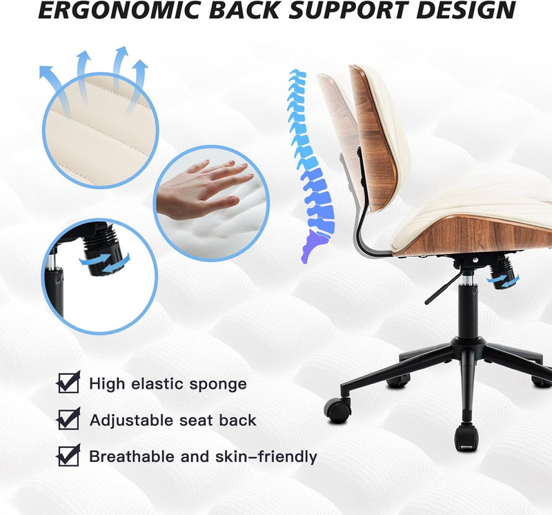 Ergonomic Armless Swivel Desk Chair with Adjustable Height and Modern Design - B gallery