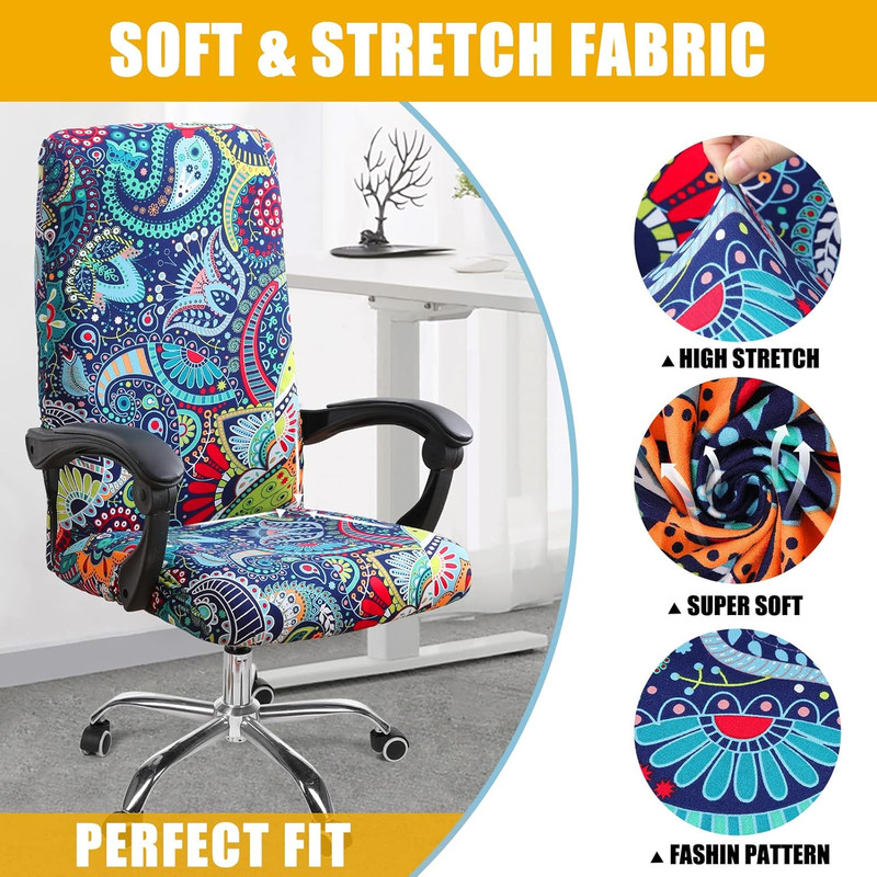 Stretch Printed Office Computer Chair Covers, Universal Desk Rotating Chair Slip gallery