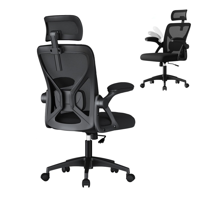 Ergonomic Mesh Office Chair with Adjustable Lumbar Support and Headrest, 90-1...