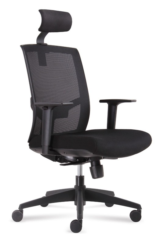 Office Chair high backrest with Black mesh Seat & headrest with Black Fabric