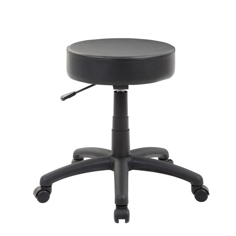 Scranton & Co Faux Leather Swivel Drafting Stool with Nylon Base in Black