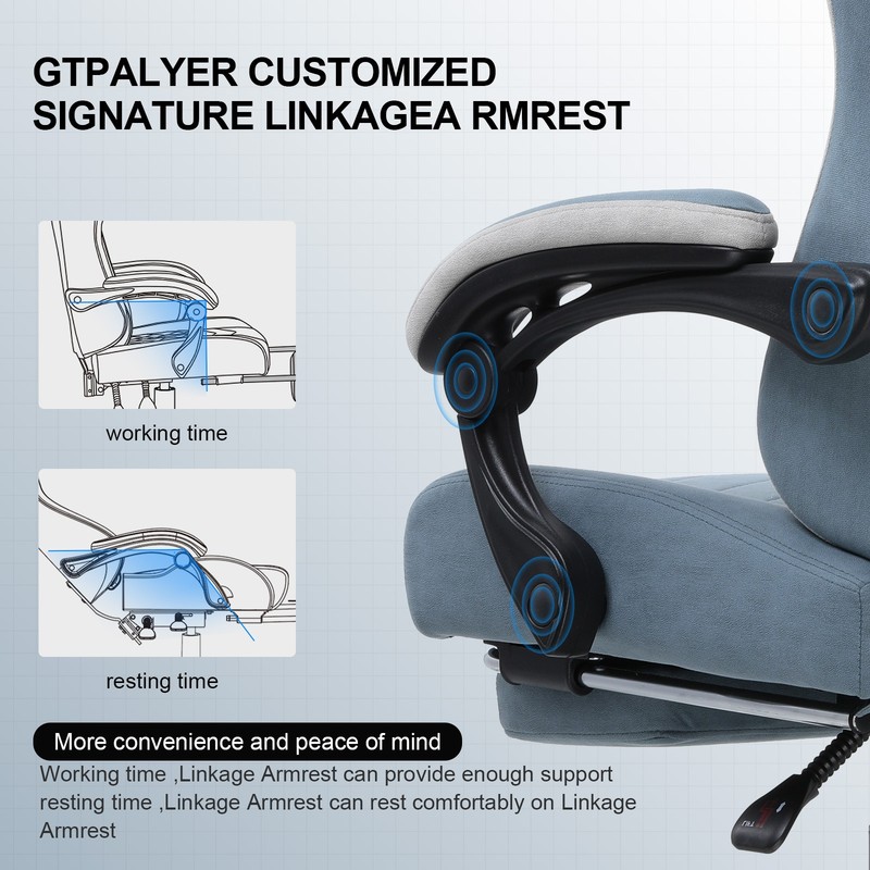 GTPLAYER Gaming Chair with Pocket Spring Cushion, Linkage Armrests & Footrest, E gallery