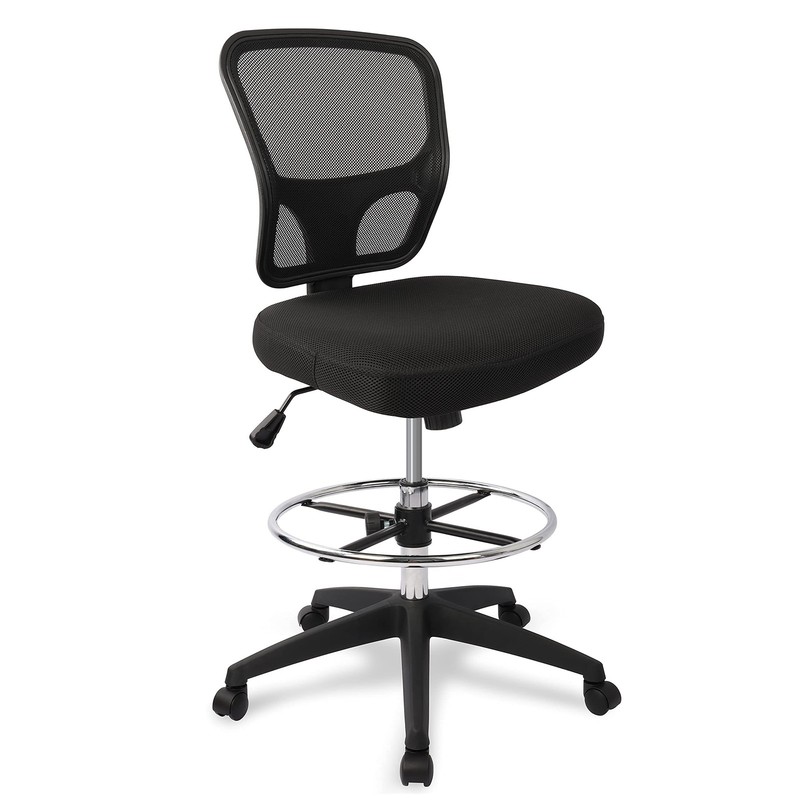 Armless Drafting Chair Tall Office Adjustable Height High Tall, Black