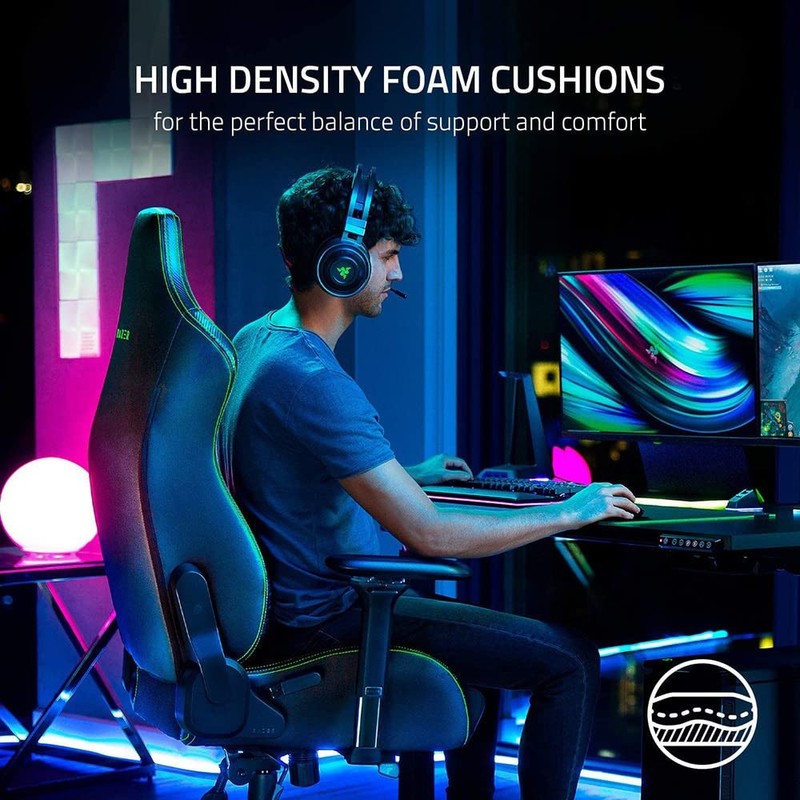 Razer Iskur Leather Ergonmic Lumbar Support System Gaming Chair | Black / Green gallery