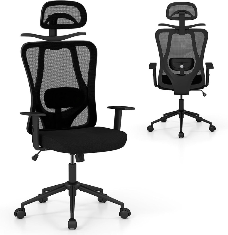 Ergonomic Mesh Office Chair with 3D Headrest & Adjustable Lumbar Support