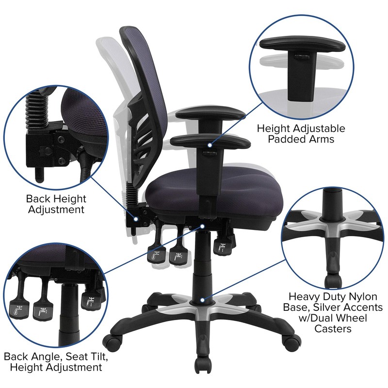 Pemberly Row Contemporary Mid Back Mesh Swivel Office Chair in Dark Gray gallery