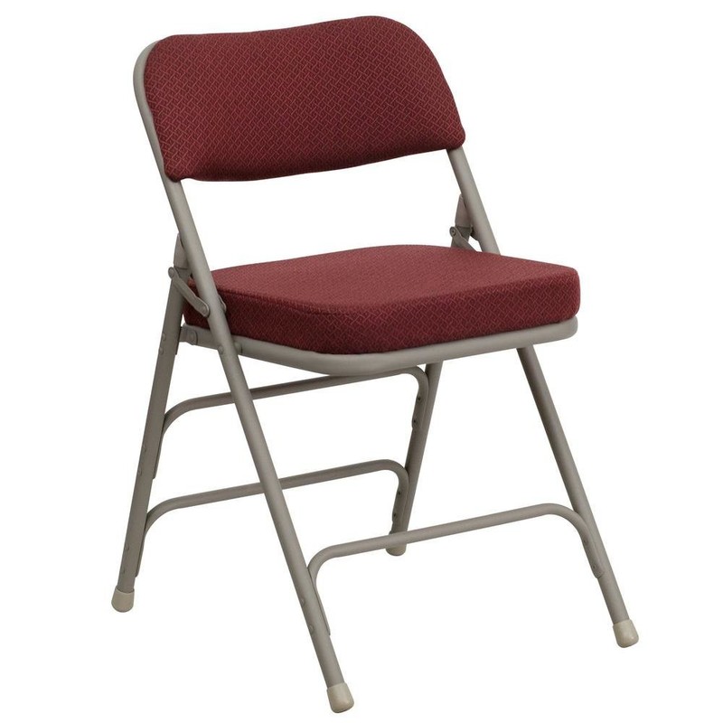 HERCULES Series Premium Curved Triple Braced & Double Hinged Burgundy Fabric…