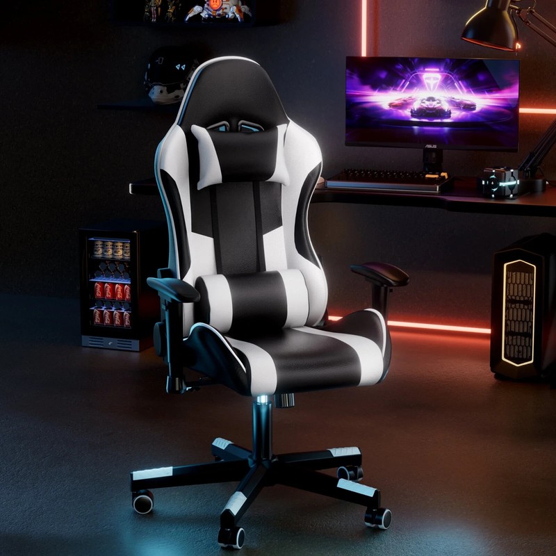 Cocosity Ergonomic White Gaming Chair for Gaming Room,Home Office 450lb