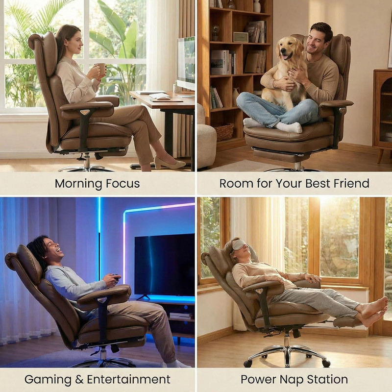 Big & Tall Ergonomic Executive Chair with Footrest - 400lbs Capacity, Brown gallery
