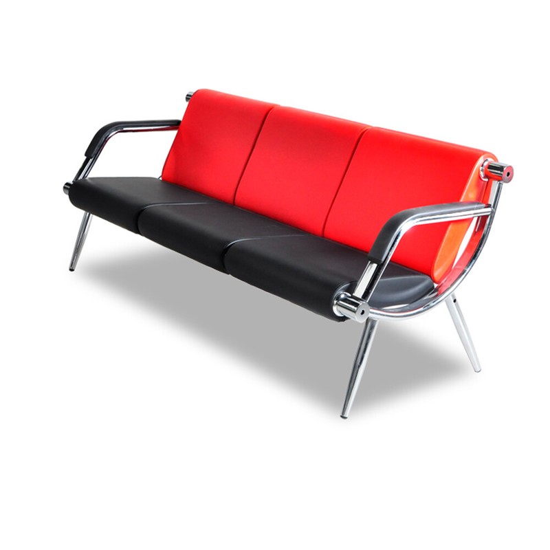 3-Seat Waiting Room Chair Reception Seat Bench PU Leather Waiting Chair Sofa Red