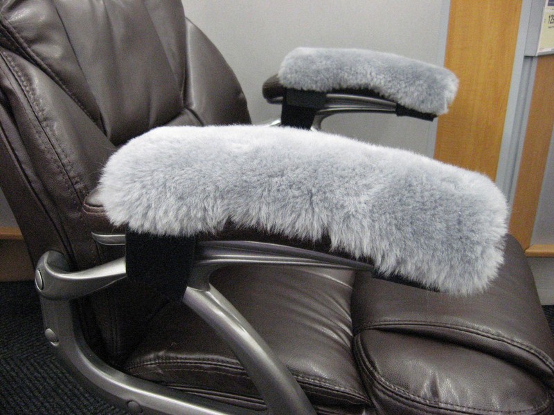 PAIR Beige 10" Long Merino Sheepskin ARMREST Covers Pad Office or Wheelchairs gallery