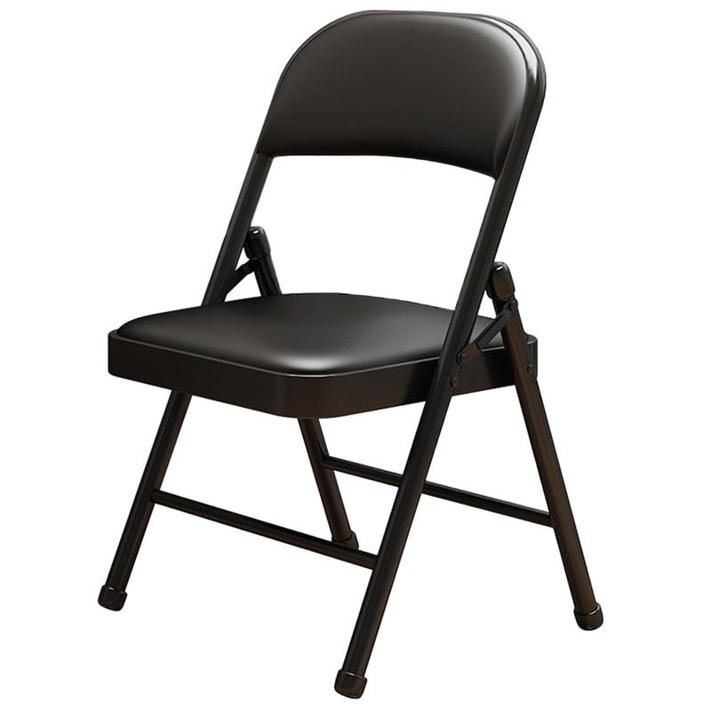 KAOCHA 1 Pack Bulk Folding Chairs with Padded 1 pack, Black Pu Leather
