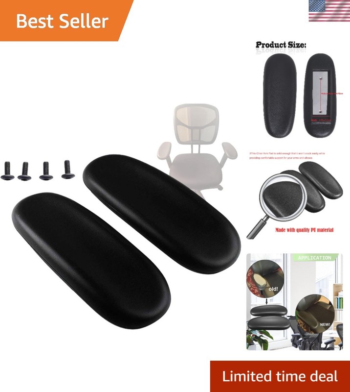 Comfortable Polyurethane Arm Rest Pads – 2-Pack for Office Chairs with 4″ Holes