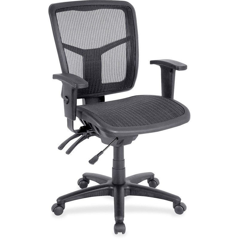 Lorell Mesh Swivel Midback Chair, 25-1/4" x 23-1/2" x 40-1/2", BKSR