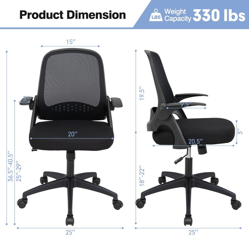 Ergonomic Mid-Back Mesh Computer Chair w/Lumbar Support, Flip-up Armrests, He... gallery