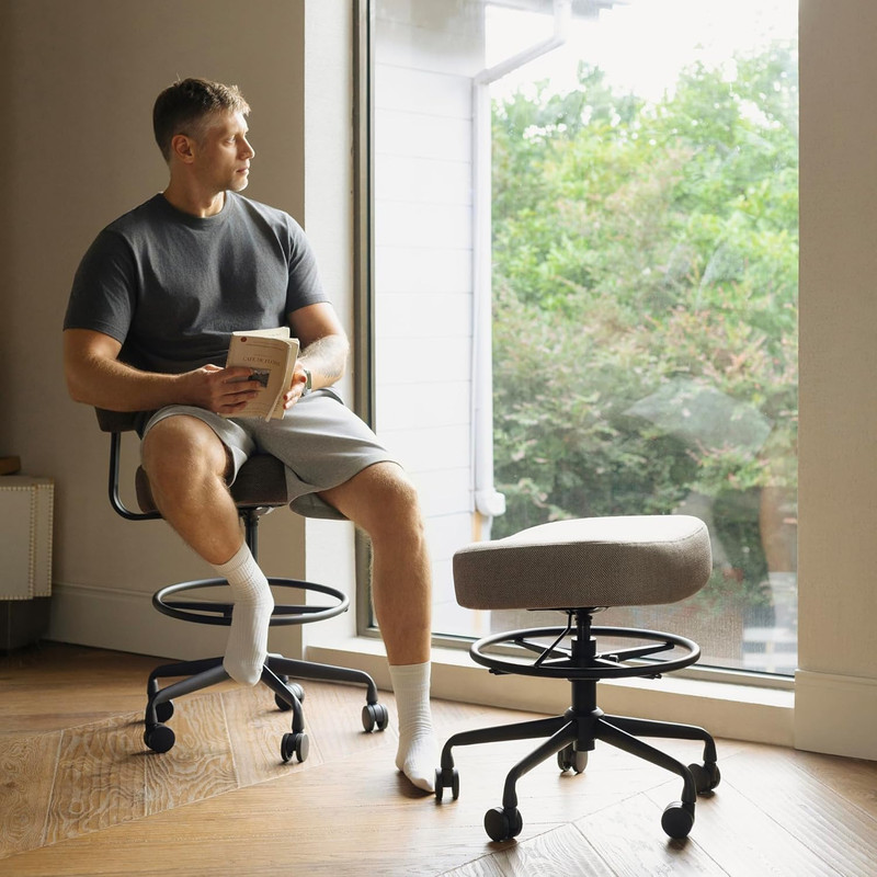 Pneumatic Swivel Rolling Saddle Stool 504 Kalea with Adjustable Foot Ring for Cl gallery