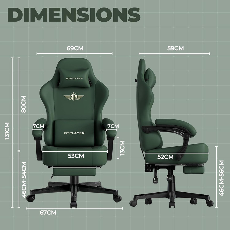Gaming Chair with Pocket Spring Cushion, Big and Tall Gamings Chairs 350LBS High gallery