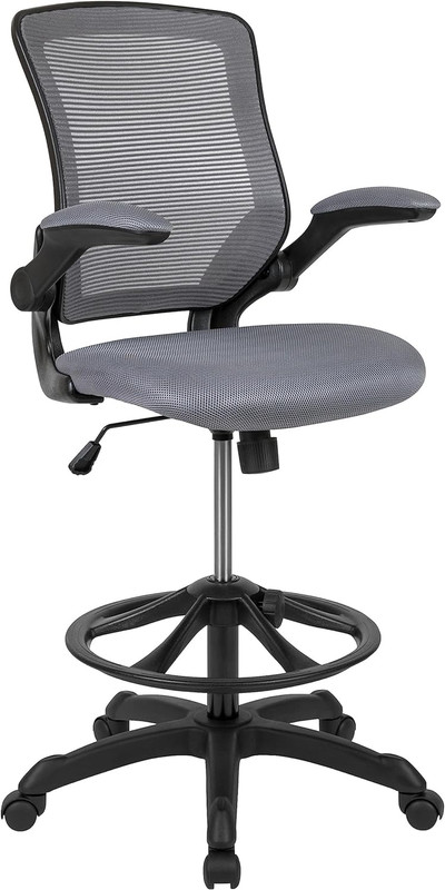 Kale Mid-Back Swivel Office Chair with Height Adjustable Foot Ring and Lumbar Su