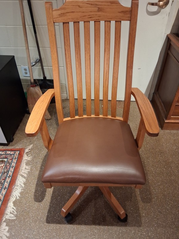 amish mission style desk chair rolling adjustable