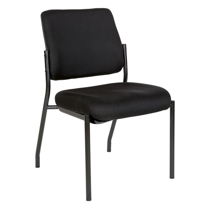 Scranton & Co Stackable Armless Visitor Chair in Black Fabric