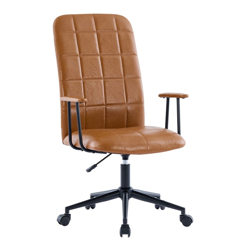 Home Office Chair High Back PU Faux Leather Computer Swivel Seat Armrest Brown gallery