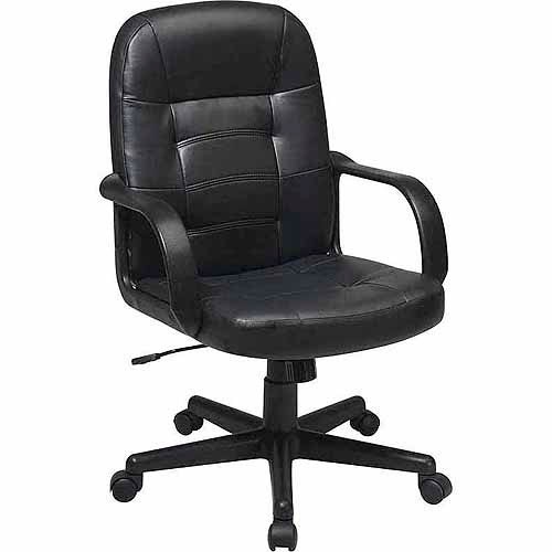 Office Chair Bonded Leather Black – Room Essentials: Ergonomic Swivel, Adjustabl