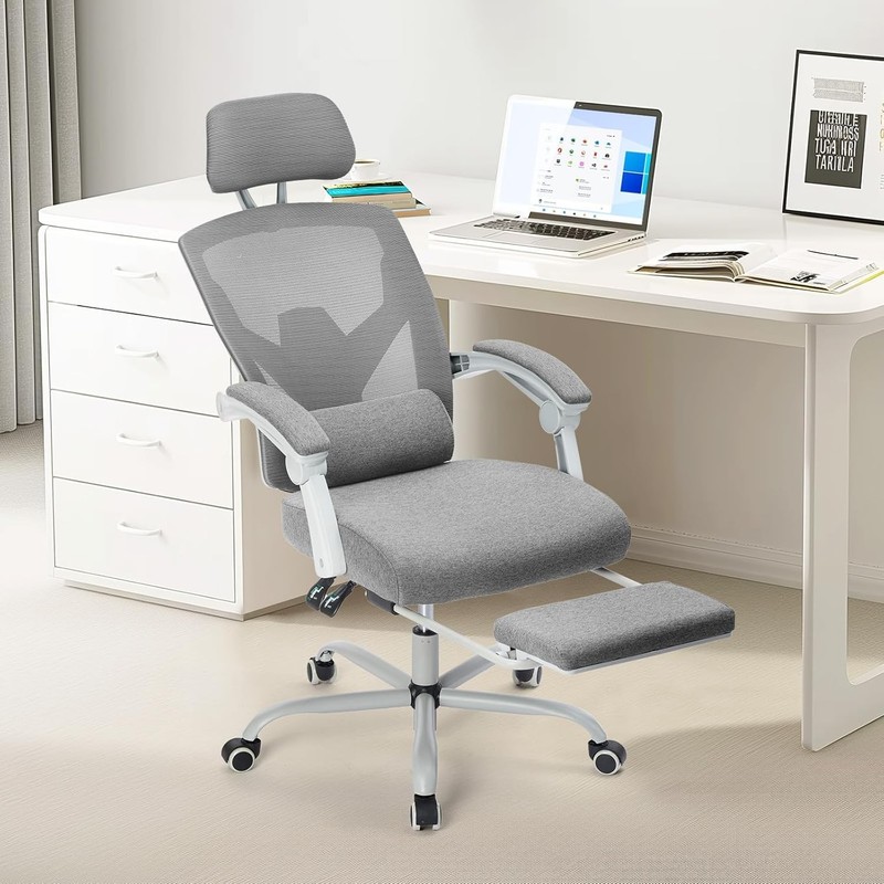 Mesh Ergonomic Office Chair with Footrest,High Back Mesh Gaming Chair with Lumba