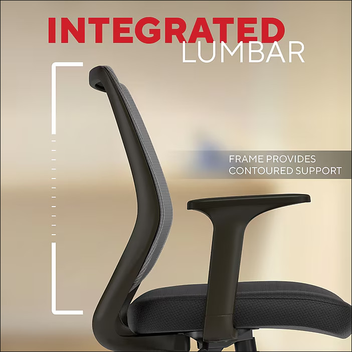 Staples Essentials Ergonomic Office Task Chair Black Fabric Swivel Adjustable gallery
