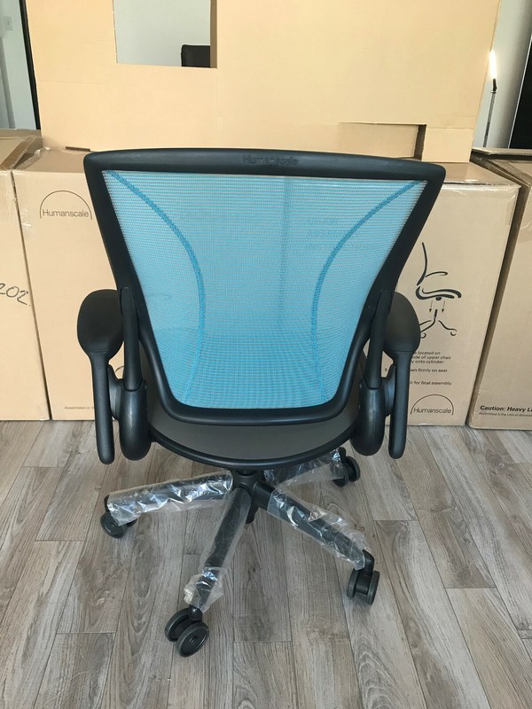 HumanScale Diffrient World Task Chair Adjustable Arms Black Frame Thalo Fabric gallery