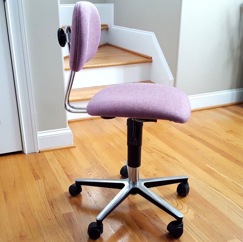 Vintage 1980s Made in Italy Primrose/Lavender Office Chair 5 Star Chrome Base! gallery