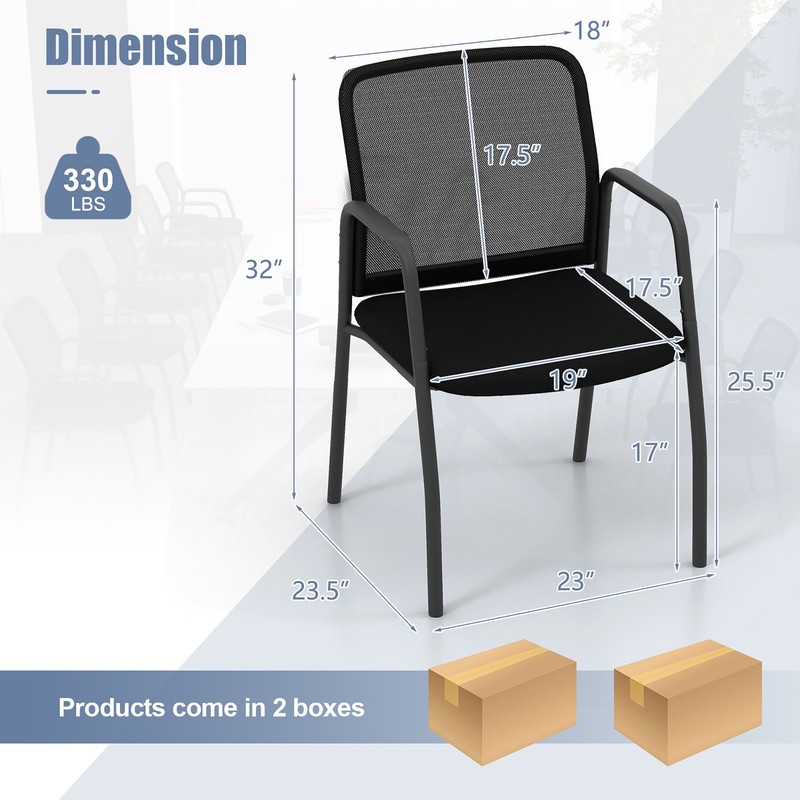 Meeting Room Chair Set of 4 Waiting Room Chairs w/ Ergonomic Backrest & Armrests gallery
