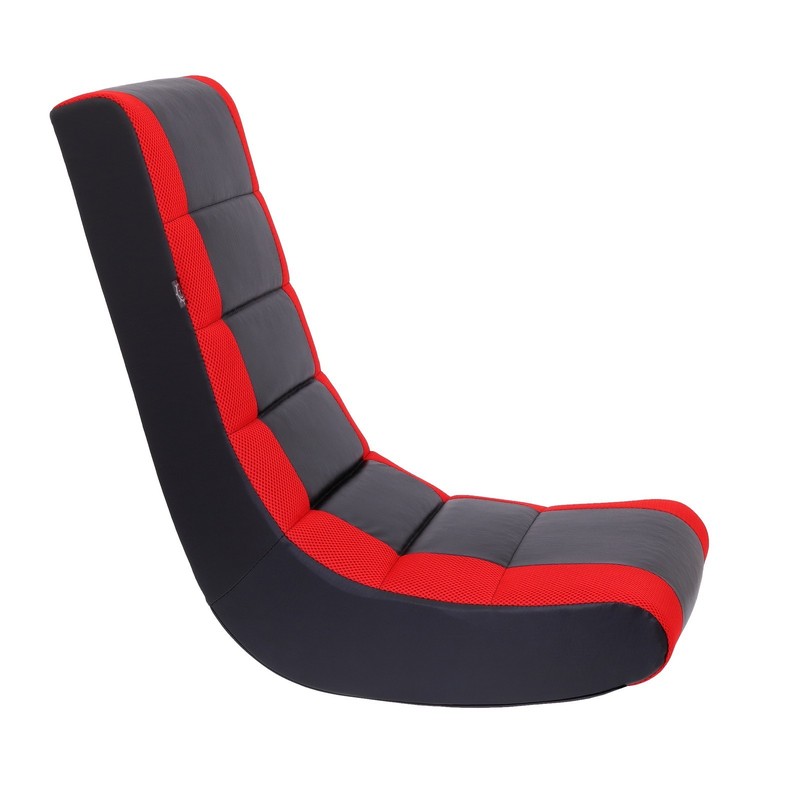 Video Computer Rocker Gaming Chair Faux Leather Mesh Racing Desk Chair Black/Red gallery