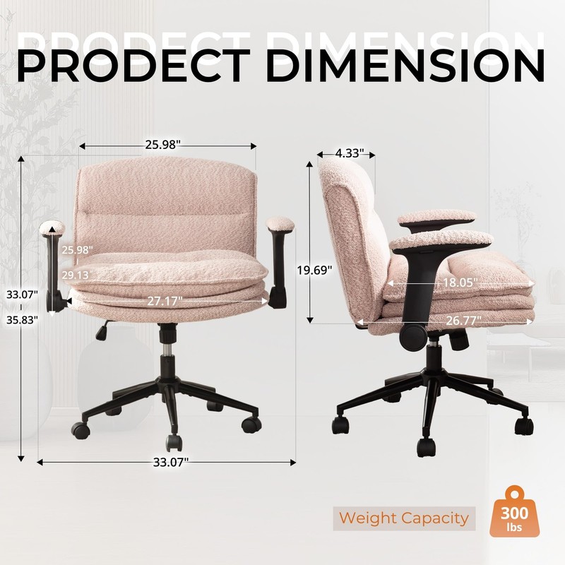 Criss Cross Chair with Adjustable Flip-up Arms and Wheels, Comfort Ergonomic ... gallery
