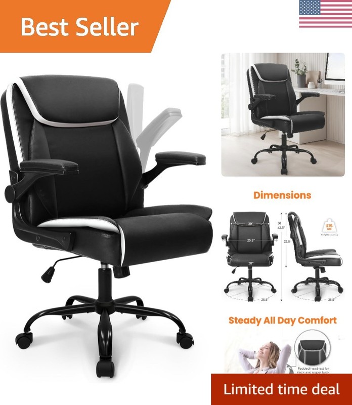 Office Desk Computer Chair Ergonomic Executive Mid-Back Leather Gaming Chair …