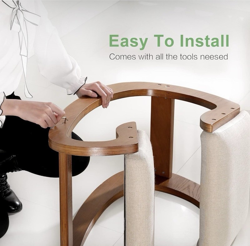 Ergonomic Kneeling Chair Rocking Wooden Posture Stool with Linen Cushion gallery