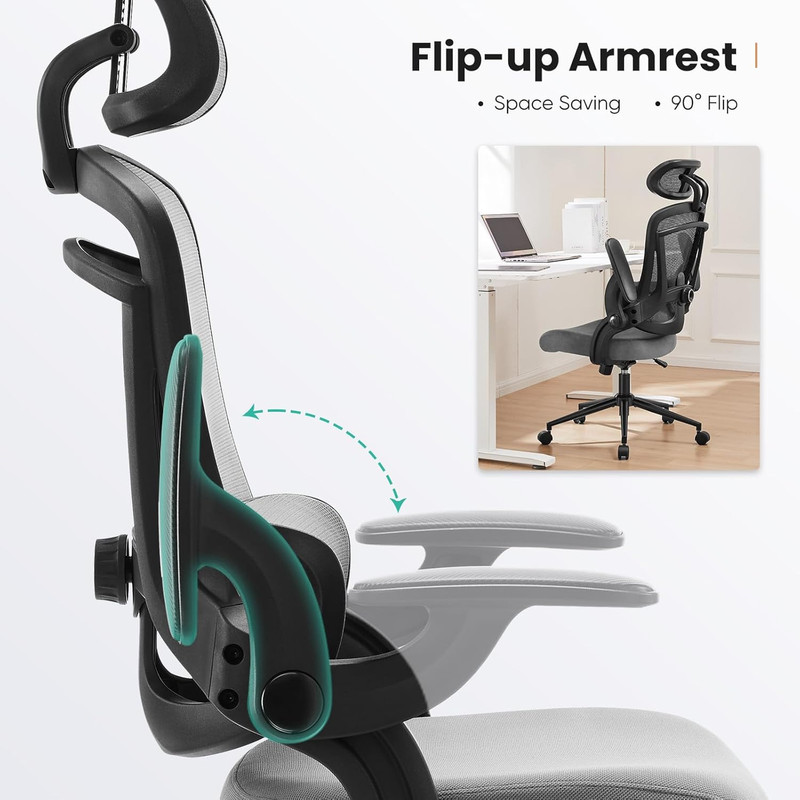 Executive Office Ergonomic Desk Chair, 300 LBS Home Mesh Chairs with Wheels, 2D gallery