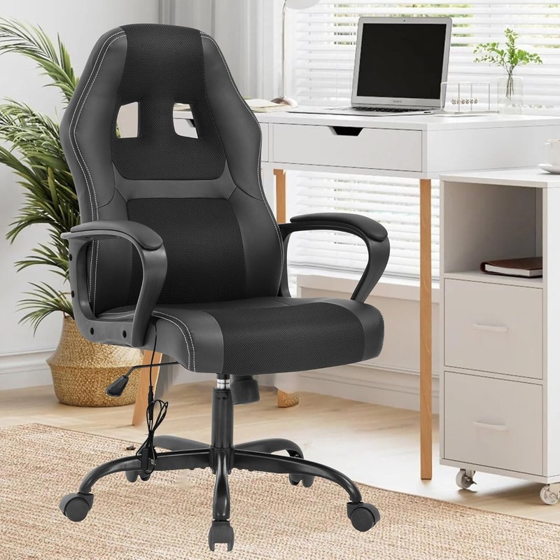 Gaming Chair Office Chair with Support Adjustable Ergonomic Pu Leather Racing