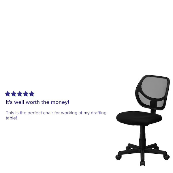 Flash Furniture Mesh Task Chair, 15-1/2" to 19-1/2", Black WA-3074-BK-GG Flash gallery