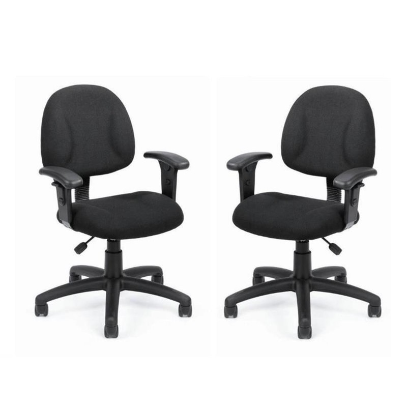 Home Square 2 Piece DX Posture Office Chair with Adjustable Arms Set in Black