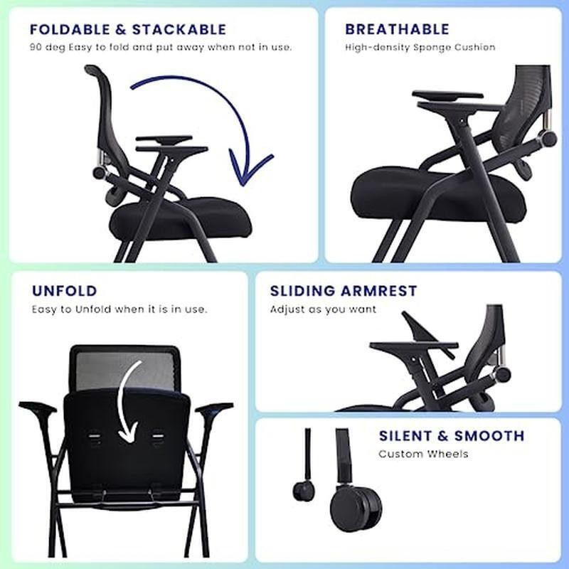 Stackable Foldable Conference Chairs W/ Thick Cushion Armrest Ergonomic Design gallery
