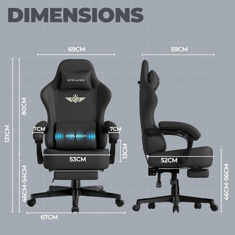 Big and Tall Gaming Chair 400lbs Heavy Duty Office Chair with Footrest, High ... gallery