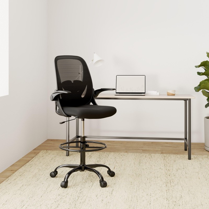 Primy Drafting Chair Tall Office Chair with Flip-up Armrests Executive Ergono... gallery