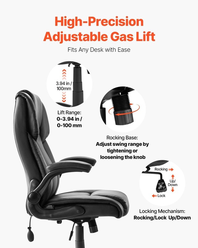 VEVOR Executive Office Chair 2' 4.5" (W) x 3.5" (D) x 3' 2.39" (H), Black gallery